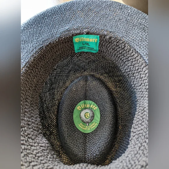 Summer straw black hat with knit interior headband - Picture 3 of 3